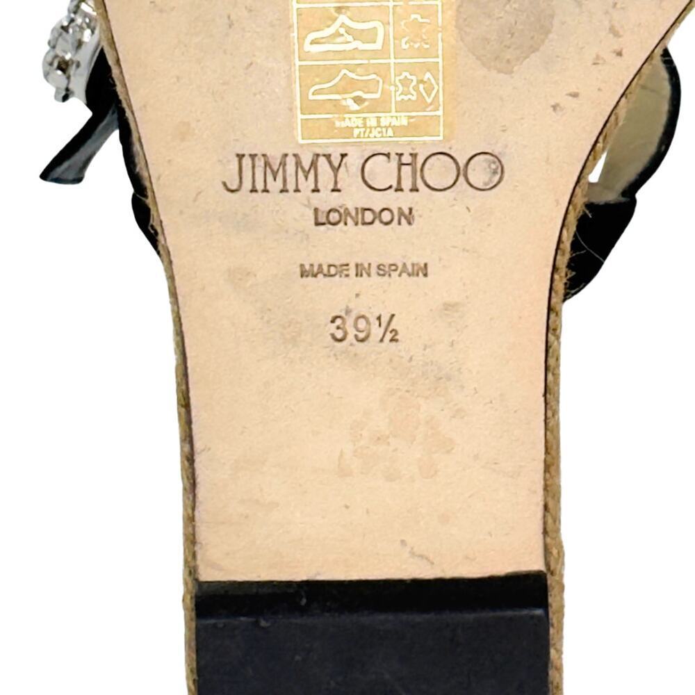 Jimmy Choo Heels Black Crystal Mirabelle Jute Espadrilles Platform Sandals 39.5 - Picture 9 of 11